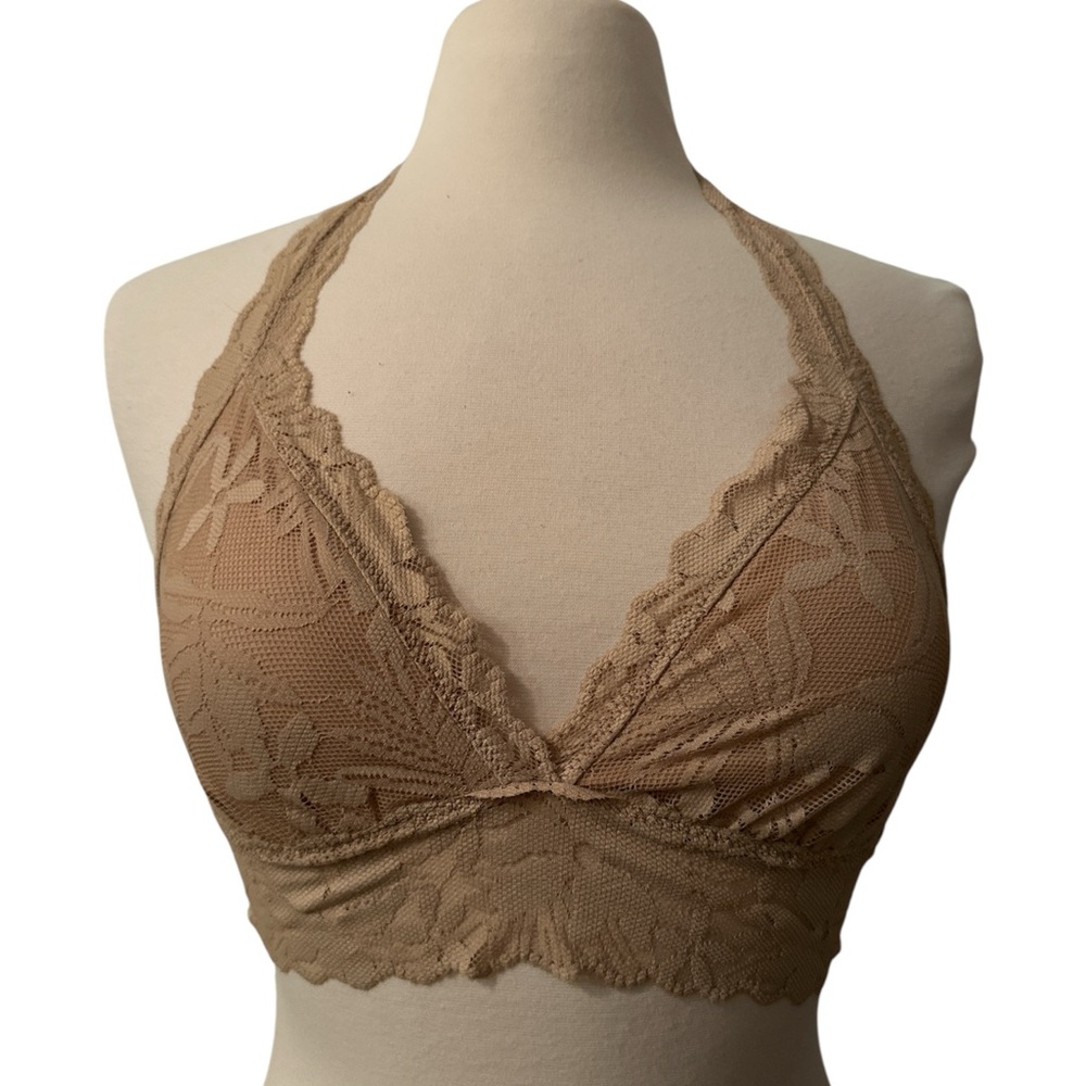 Aerie Halter Bralette in Tan